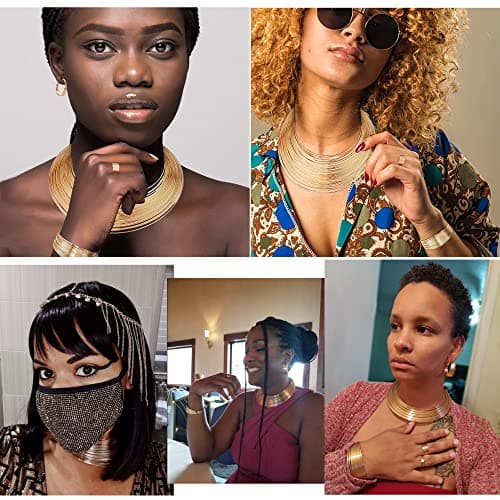 Colliers Adramata Bib Choker Déclaration pour Femmes Épou konkour ouvert Cerceau Afrochunky Bijoux Costume
