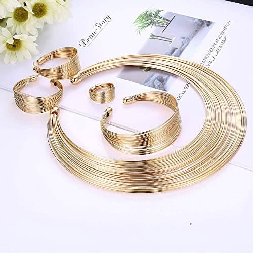 Colliers Adramata Bib Choker Déclaration pour Femmes Épou konkour ouvert Cerceau Afrochunky Bijoux Costume
