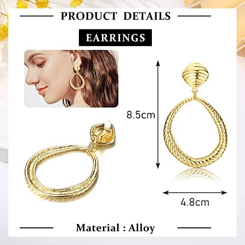Boucles d'Oreilles Femme Or Grandes Pendantes Martelées Geométriques