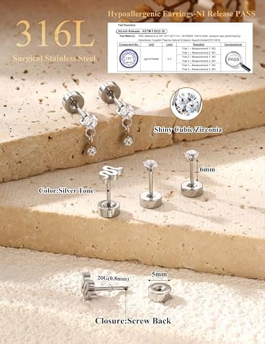 Adramata Boucles d'Oreilles Femme Acier Inoxydable Or 18 Carats Piercing Tragus Store Américain