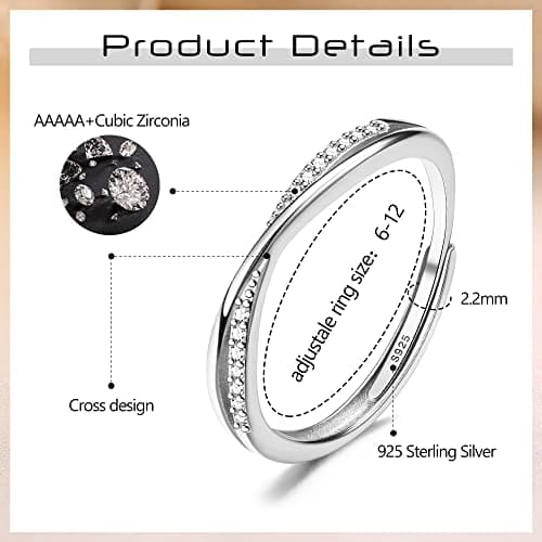 JeweBella Bague Femme Minimaliste en Argent 925 Ortie Réglable Argent/Or/Or Rose pour Mariage Fiançailles Anniversaire