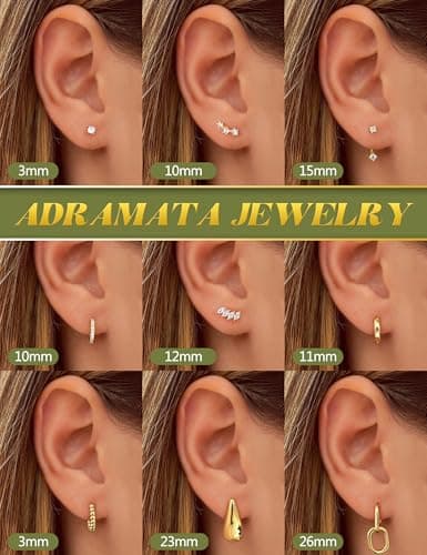 Adramata Or 14K Plaquées Boucles d'Oreilles Femme Créoles & Pendantes Helix Piercing|Rêve de Loup