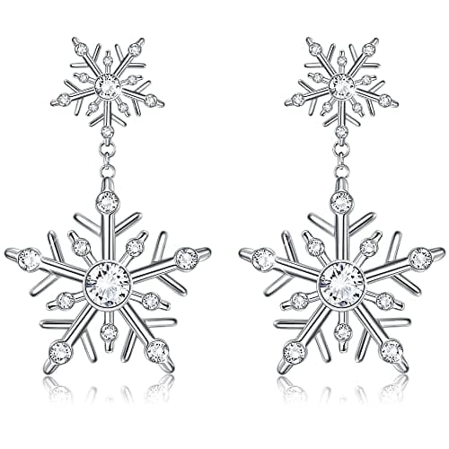 Adramata Boucles d'Oreilles de Noël en Argent Sterling 925 pour Femme Boucles d'Oreilles Poste Flacon de Neige Cife CZ