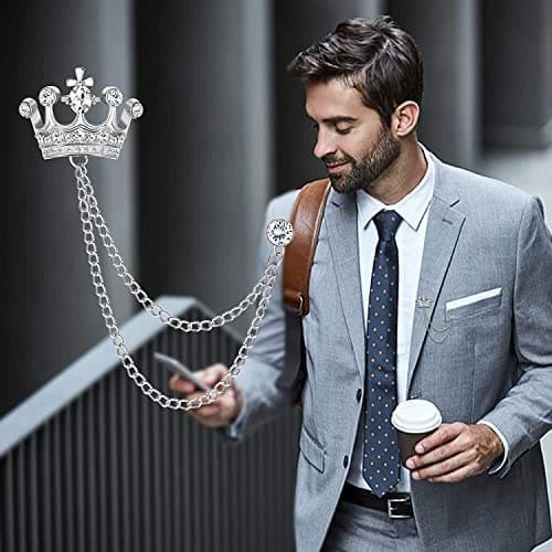 Adramata Broche Épinglette Chaîne Hommes Costume Accessoires Fête des Pères