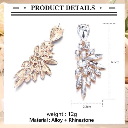 Adramata Boucles d'Oreilles Pendantes Grand Goutte Cristal Forme Aile Strass Femme Mariage Fantaisie Recycled_standard_1