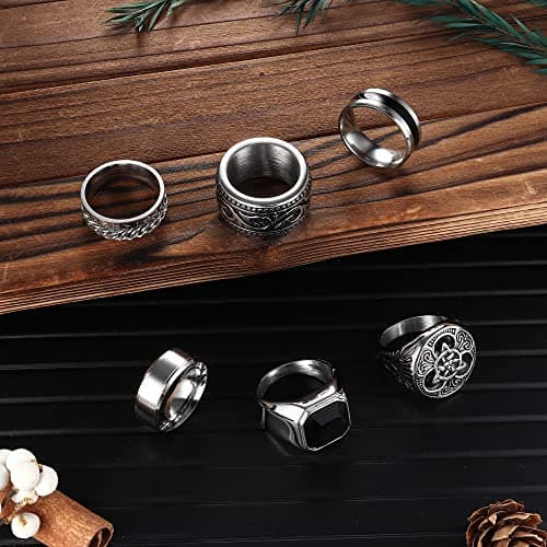 Adramata Bague Homme Acier Inoxydable Noeud Celtique Motard Gothique Bagus Viking Recyclée Standard 100 Pcs