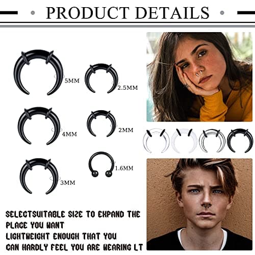 Adramata 30 Pièces Fer à Cheval Septum PiercingAnneaux Set Standard 100