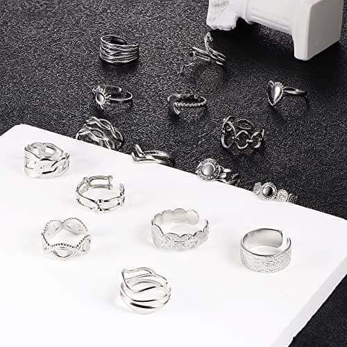 Adramata Acier Inoxydable Bague Femme Modèle Reglable Boho Minimaliste Fleur Coeur Papillon Empilables Argent Recycled 1