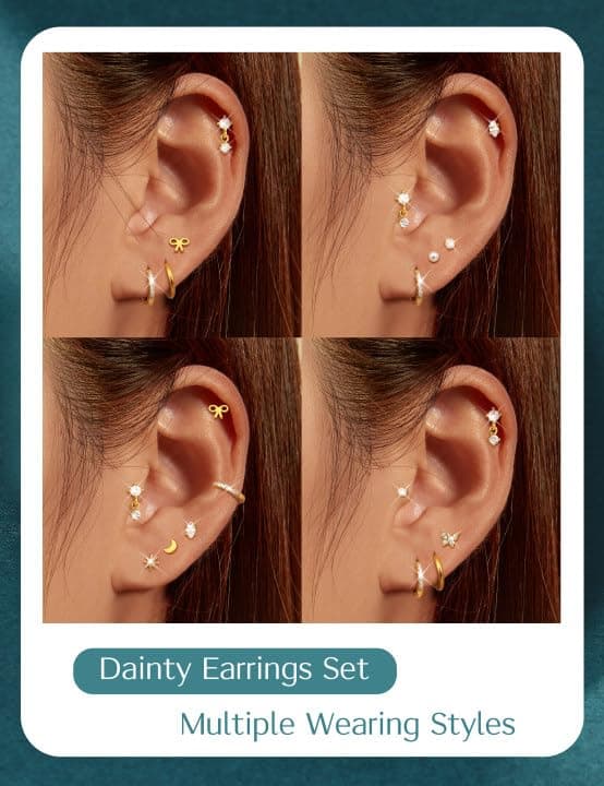 Adramata Piercings Acier Inoxydable Boucles d'Oreilles Femme Hypoallergéniques Perle Papillon Filles Creoles Helix Pierc