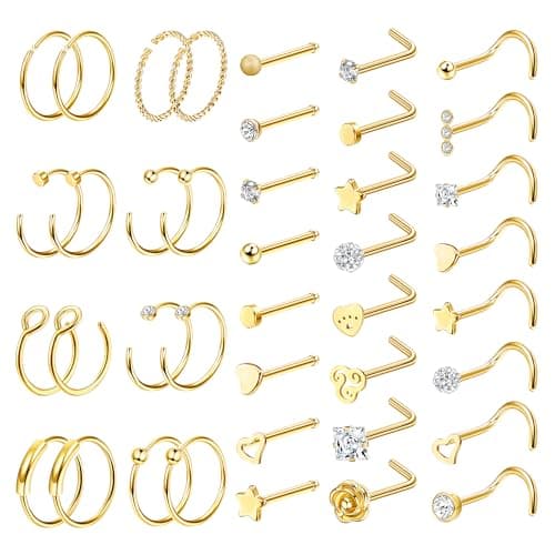 LOLIAS Anneaux Nez Acier Chirurgical Hypoallergéniques Femmes Hommes Recycled Claim Standard 100 Pièces