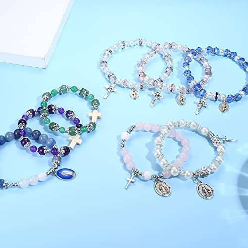 Bracelet Catholique Croisé Cristal Adramata Recyclé Femelle Bohème 8PCS