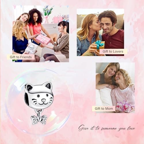 Amuefer 925 argent charms bracelet collier pendentif perles charmé papillons, amour, cadeaux pour mère anniversaire, tor