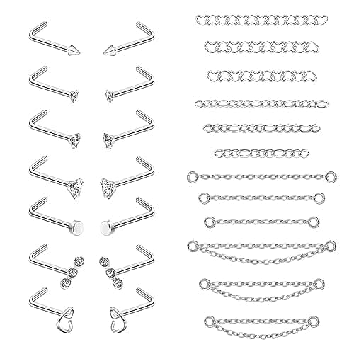 Nez de piercimg Adramataacier chirurgicalpour double piercing FemmesHommes — Argent