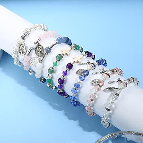 Bracelet Catholique Croisé Cristal Adramata Recyclé Femelle Bohème 8PCS