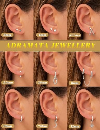 Adramata Boucles d'Oreilles Femme Acier Inoxydable Or Argent Helix Tragus Piercing Soldes