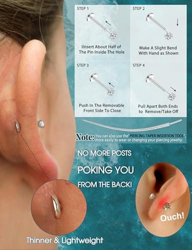 Adramata Piercing Labret Hypoallergénique 14K Or pour Piercings Mixtes Recycled Standard 100  
Adramata Piercing au Nez