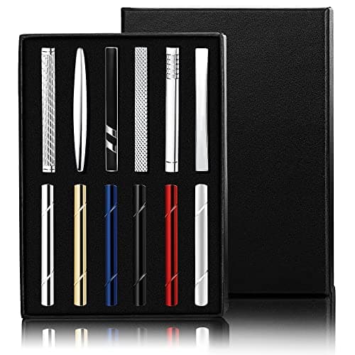 Adramata Pinces a Cravate Classique pour Homme Noir Doré avec Boîte Cadeau Mariage Business
