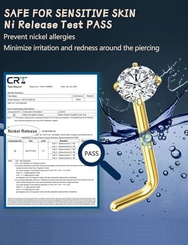 Adramata Or 14K Piercing Nez Acier Chirurgical Anneaux pour Hommes Femmes Hypoallergénique Anneau de Nez 20G Coeur Pierc