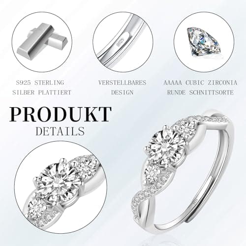 Bague argent sterling 925 HEESA pour femme - or rose, ajustable, corde tordue, bague de promesse, boîte-cadeau