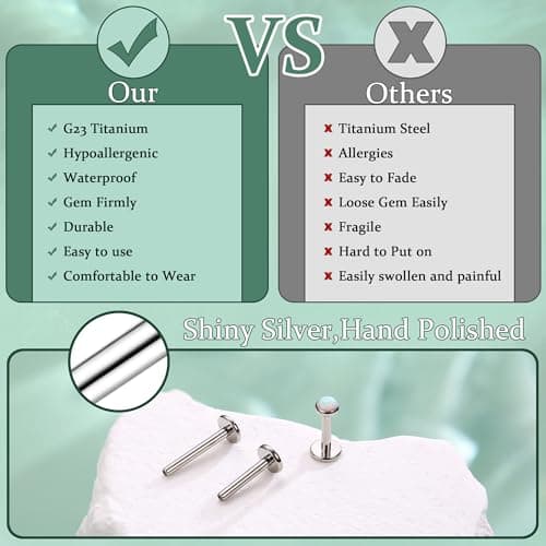Adramata G23 Titane Piercing - Hypoallergénique pour Piercings Tragus et Helix - Femmes et Hommes - Accessoire de Pierci