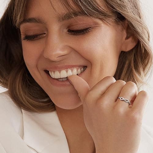 Adramata Bague Argent 925 Femme Recycled Empilables Mariage Empilables Bague Promesse Femme Argent 925 Recycled