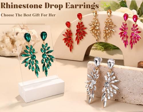 Adramata Boucles d'Oreilles Pendantes Grand Goutte Cristal Forme Aile Strass Femme Mariage Fantaisie Recycled_standard_1