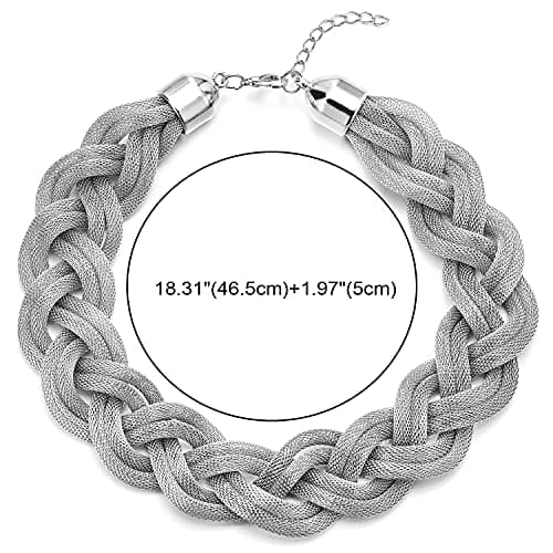 COOLSTEELANDBEYOND Statement Déclaration Pendentif Collier - Tressé Creuse Câble Grande Bavoir Choker - Style Nouveau et