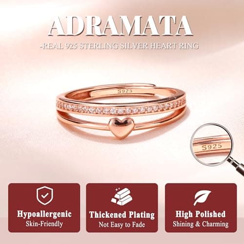 Bague Argent 925 Reglable Or 14K Femmes Coeur Alliance Fiancailles Promesse Or Recycled femme 14K CZ 100clai