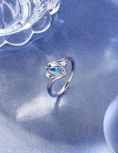 Adramata Bague en Argent 925 pour Femme | Pierre de LuneNaturelle Fantaisie | Bague de Pouce Déclaration Manuelle | Arge
