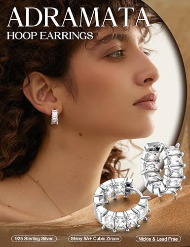 Adramata Boucles d'Oreilles Femme Argent 925 Créoles en CZ Brillant Boucles d'Oreilles Fantaisie Boucles d'Oreilles Femm