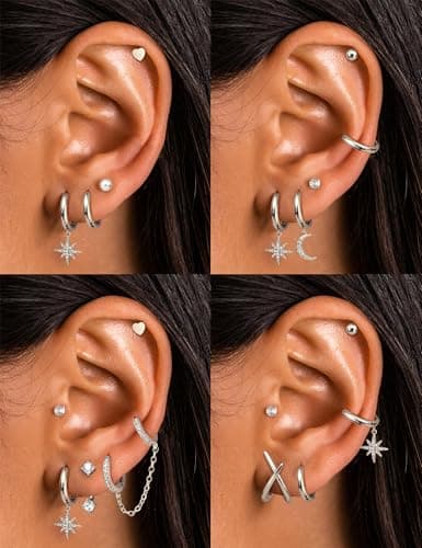Adramata Boucles d'Oreilles Femme Acier Inoxydable Or Argent Helix Tragus Piercing Soldes