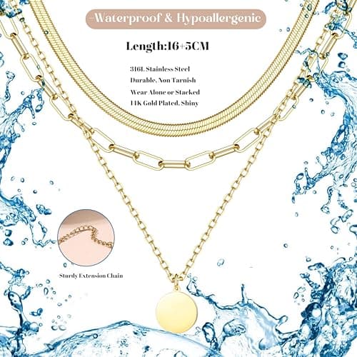 Collier femme acier inoxydable plaqué or 14K réglable et empilable Adramata