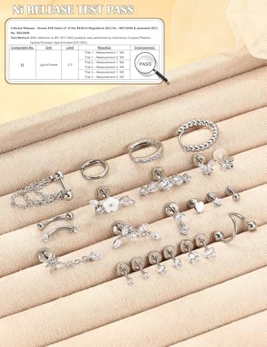 Adramata Acier Inoxydable Piercings Femme Plaquées Or Argent Conch Helix Tragus Daith Cartilage Boucle d'Oreille 23 Pcs