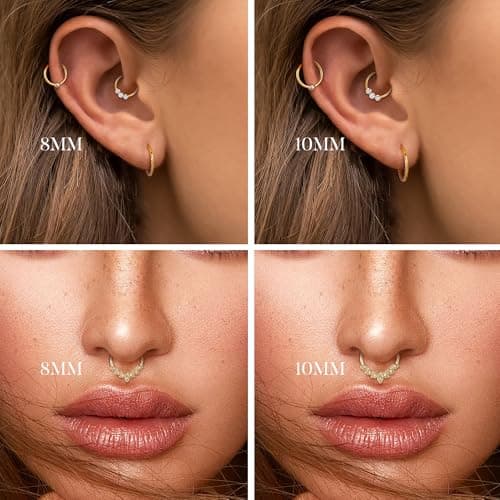 Boucles D'Oreilles Adramata Daith Femme 16G Cartilage Acier Inoxydable Helix Tragus Cerceau Nez Piercing Bijoux Or Rose