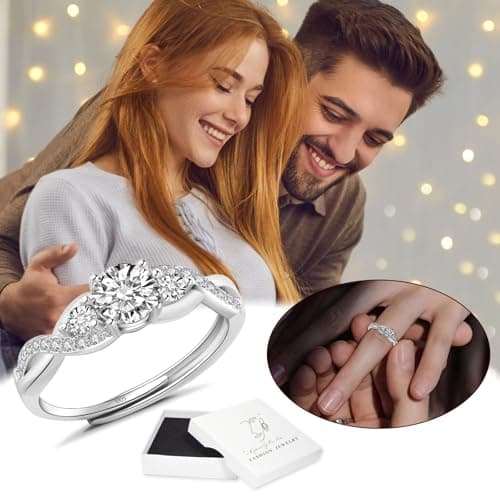 Bague argent sterling 925 HEESA pour femme - or rose, ajustable, corde tordue, bague de promesse, boîte-cadeau
