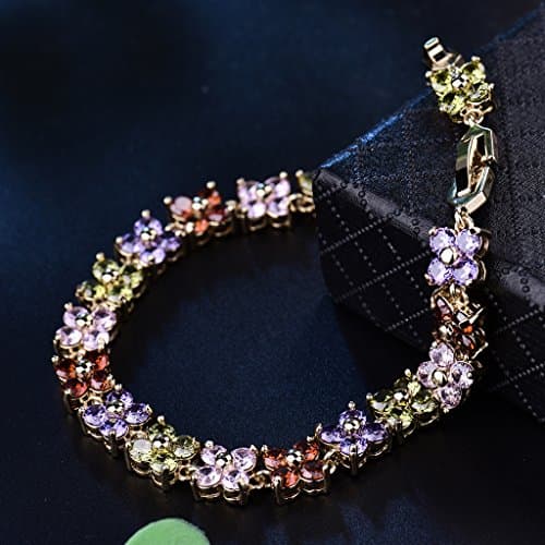 GULICX Bracelet Cristal Carré Simple en Or Plaqué Zircon Cubique Bijoux pour Femme Naturel Mignon