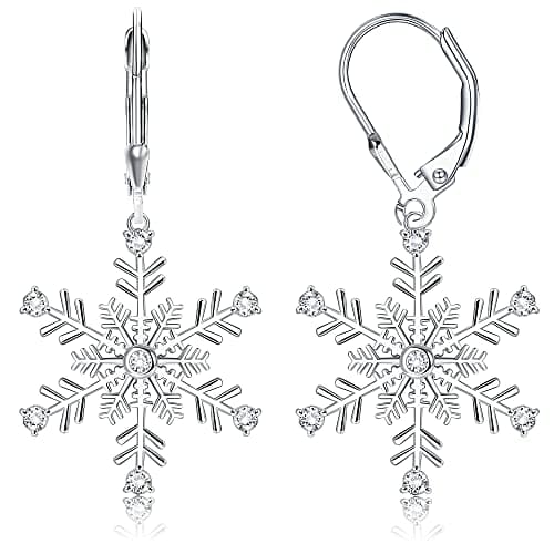 Boucles d'Oreilles de Noël en Argent Sterling 925 Fleur de Neige Bijoux Women's Gifts