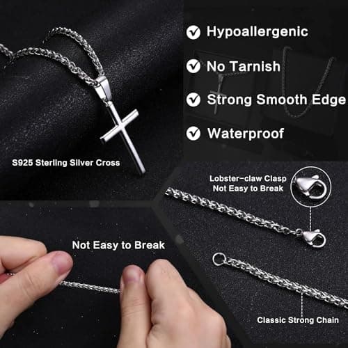 Collier Croix Adramata Homme Femme en Argent 925 et Acier Inoxydable Recycled | Standard 100
