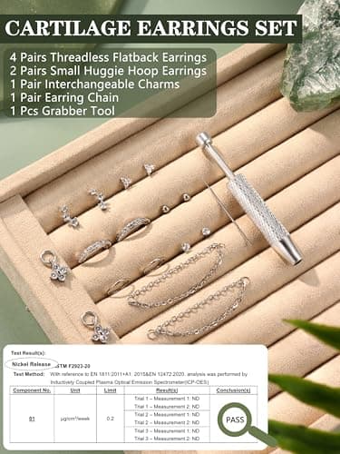Adramata Piercings Oreilles Acier Inoxydable Boucles Femme Sans Fil Tragus Conch Nez Labret Cartilage