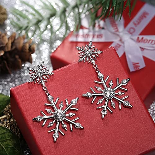 Adramata Boucles d'Oreilles de Noël en Argent Sterling 925 pour Femme Boucles d'Oreilles Poste Flacon de Neige Cife CZ