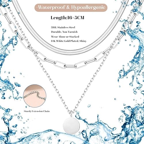 Collier Femme Acier Inoxydable Plaqué Or 14K Réglable Empilable Pièce Croix Coeur