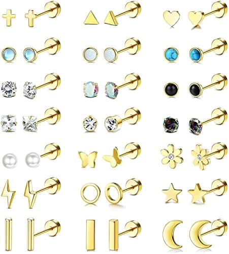 Boucles d'Oreilles à Vis 20G Acier Inoxydable Adramata 21 Paires