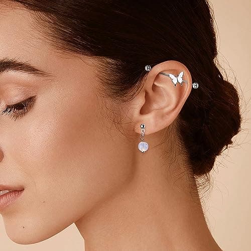 Piercings Industriels Adramata 14G 16G Acier Chirurgical Bijoux Cartilage Helix Or et Argent Recyclés Standard 100
