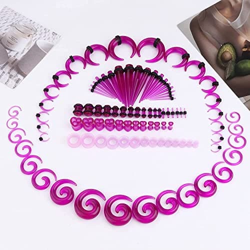 Adramata Écarts Oreilles 98 Pièces Acrylique Cône Piercing Écarts Oreille Ensembles pour Expanding Oreille Tatouage