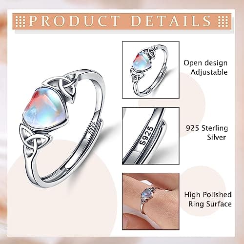 Bague Adramata Femme Argent 925 Pierre de Lune Plaquée Blanc 18 Carats Bague Ovale Brillante Recyclée 100