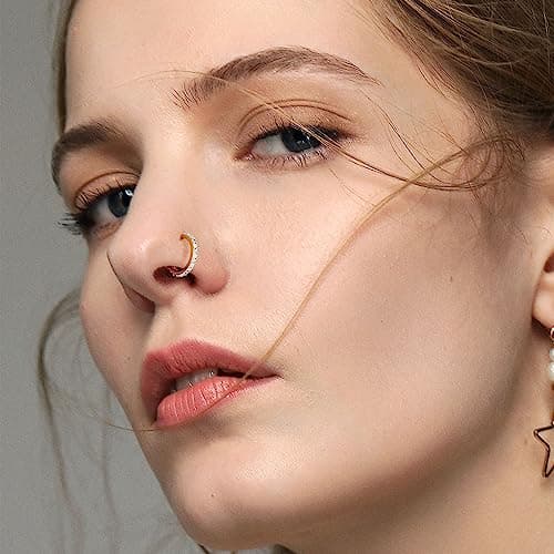 Adramata Bijoux pour Femme et Homme Piercings au Nez et Septum en Argent Chirurgical et Or Recyclé Trendy Heart Serpent