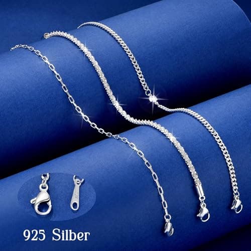 MUCCA Lot de 3 bracelets empilables en argent 925 pour femme - Cadeau d'anniversaire - Argent sterling multicouche régla
