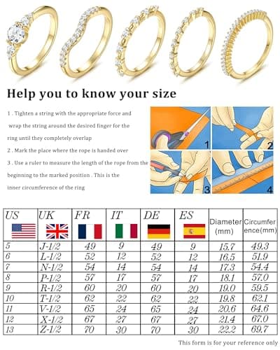 LOLIAS Bagues Or 14K Plaquées Stackable avec Zircone Cubique pour Femmes - Bagues Empilables Articulées Modeles Trendy p