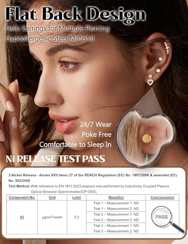 Adramata Oreilles Piercings pour Femme Acier Chirurgical Papillon Fleur Boucles d'Oreilles - Bijoux Tragus Conque Cartil