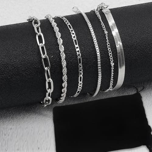 XYTAHDM 6Pcs Chaîne Bracelets Acier Inoxydable Cubique Zircone Femme.fx
XYTAHDM 6Pcs Chaîne Serpent Empilables Réglable